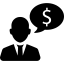 Business man talking about cash dollars іконка 64x64