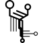 Electronic printed circuit with lines and circles icon 64x64