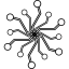 Electronic radial hexagonal circuit icon 64x64