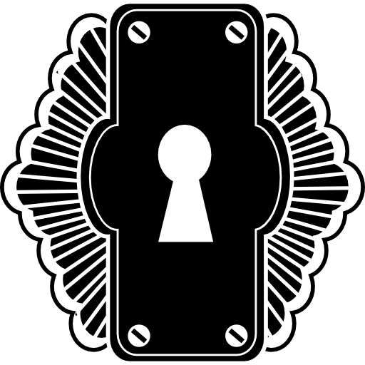 Keyhole in a rectangular vertical shape with ornaments at both sides icon