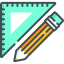 Ruler and pencil Ikona 64x64