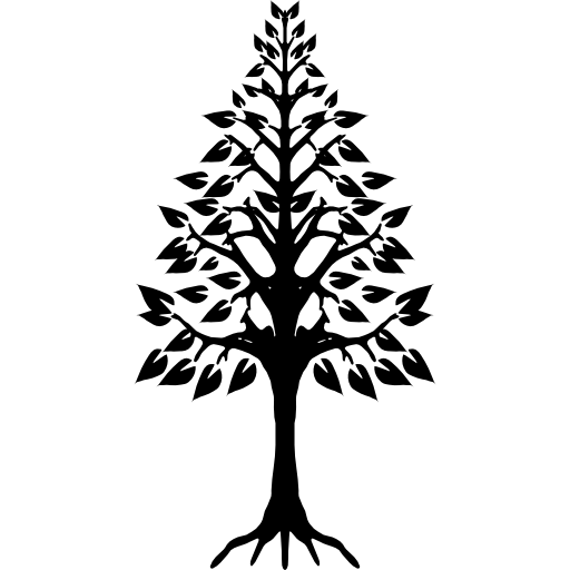 Tree triangular shape with roots icon