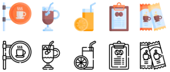 Coffee shop icon pack