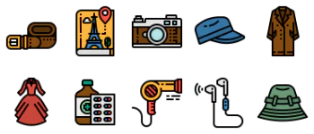 Travel checklist icon pack