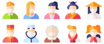 Avatars with Medical Masks icon pack