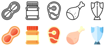 Food and drinks allergy icon pack