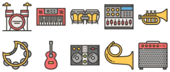 Music instruments icon pack