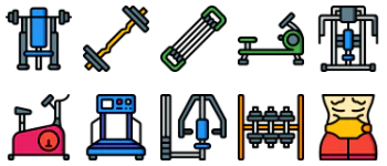 Gym equipment icon pack