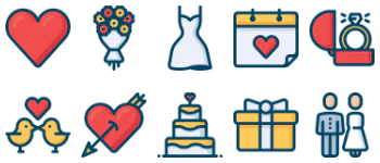 Love and wedding icon pack