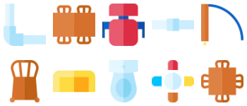 Furnitures top view icon pack