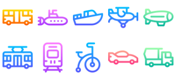 Vehicles and transport icon pack