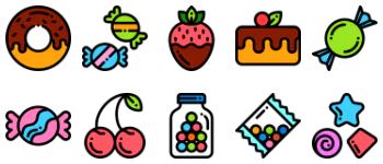 Sweets and candies 아이콘 팩