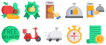 Food delivery icon pack