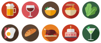 Circle color food icon pack