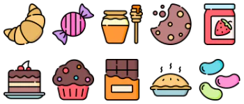 Desserts and candies icon pack