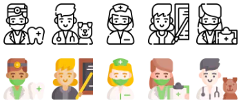 Jobs professions and avatars pakiet ikon