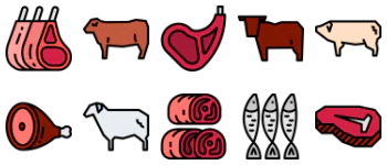 Animals and food icon pack