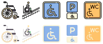 Disabled people assistance icon pack
