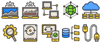 Network and Database Outline pacote de ícones