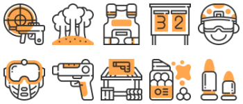 Paintball and gun elements icon pack