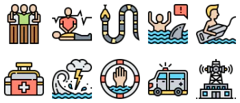 Lifeguard and Emergency icon pack